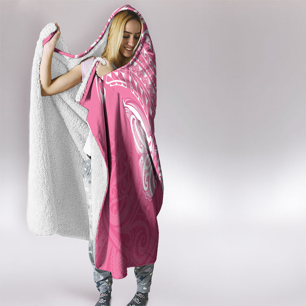 New Zealand Breast Cancer Support Hooded Blanket Maori Butterfly Pink Ribbon