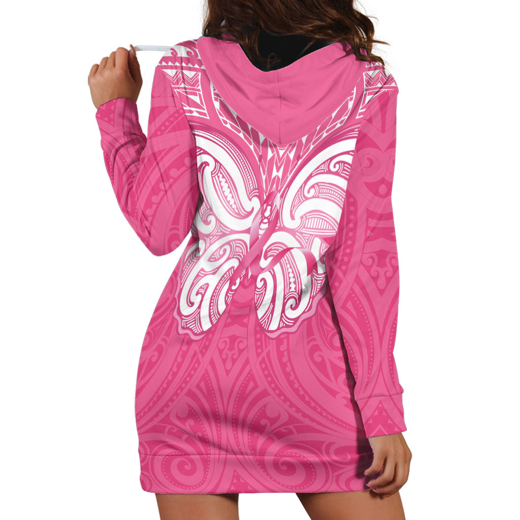 New Zealand Breast Cancer Support Hoodie Dress Maori Butterfly Pink Ribbon
