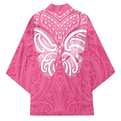 New Zealand Breast Cancer Support Kimono Maori Butterfly Pink Ribbon