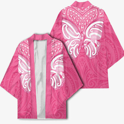 New Zealand Breast Cancer Support Kimono Maori Butterfly Pink Ribbon