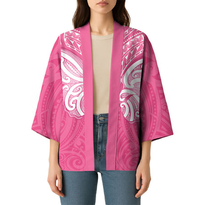 New Zealand Breast Cancer Support Kimono Maori Butterfly Pink Ribbon