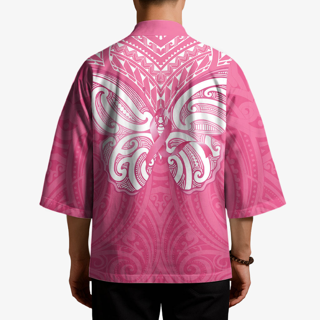 New Zealand Breast Cancer Support Kimono Maori Butterfly Pink Ribbon