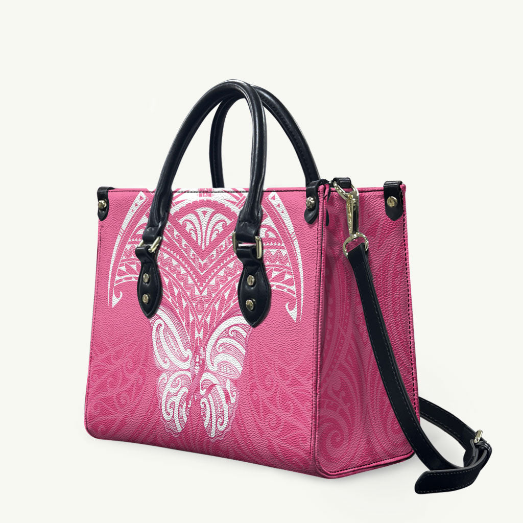 New Zealand Breast Cancer Support Leather Bag Maori Butterfly Pink Ribbon
