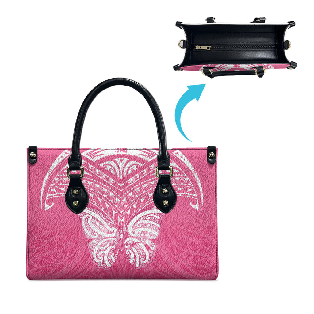 New Zealand Breast Cancer Support Leather Bag Maori Butterfly Pink Ribbon