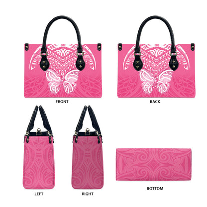 New Zealand Breast Cancer Support Leather Bag Maori Butterfly Pink Ribbon