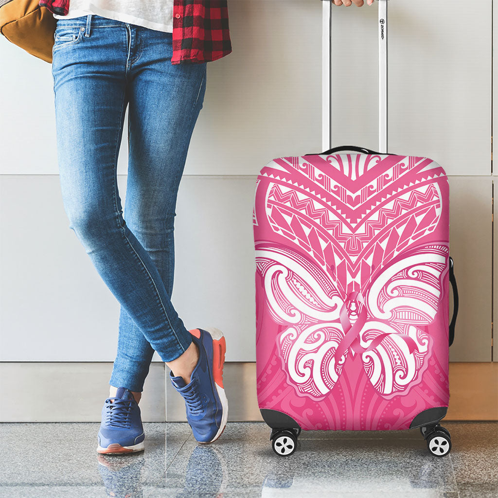 New Zealand Breast Cancer Support Luggage Cover Maori Butterfly Pink Ribbon