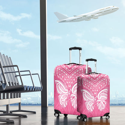 New Zealand Breast Cancer Support Luggage Cover Maori Butterfly Pink Ribbon