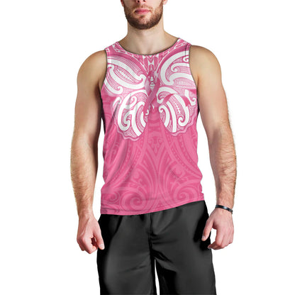 New Zealand Breast Cancer Support Men Tank Top Maori Butterfly Pink Ribbon