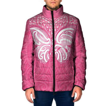 New Zealand Breast Cancer Support Padded Jacket Maori Butterfly Pink Ribbon