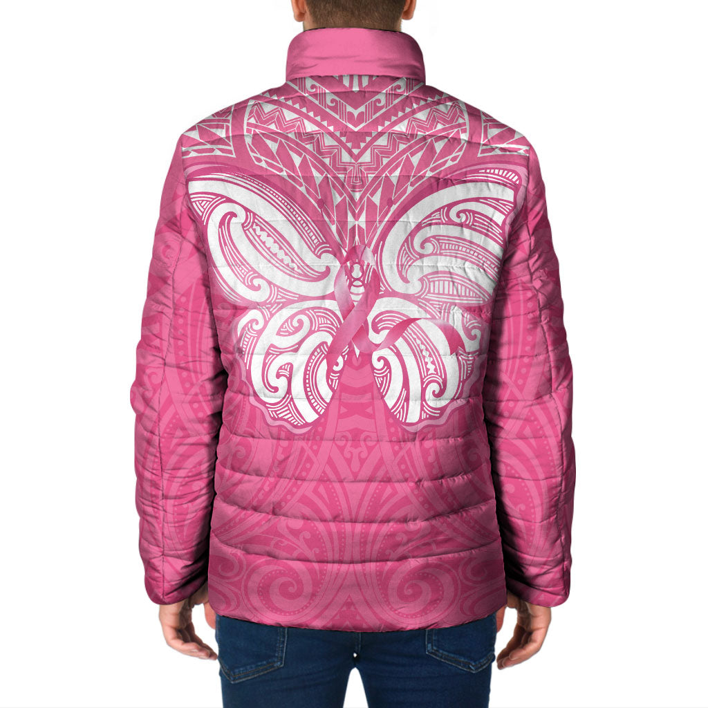 New Zealand Breast Cancer Support Padded Jacket Maori Butterfly Pink Ribbon