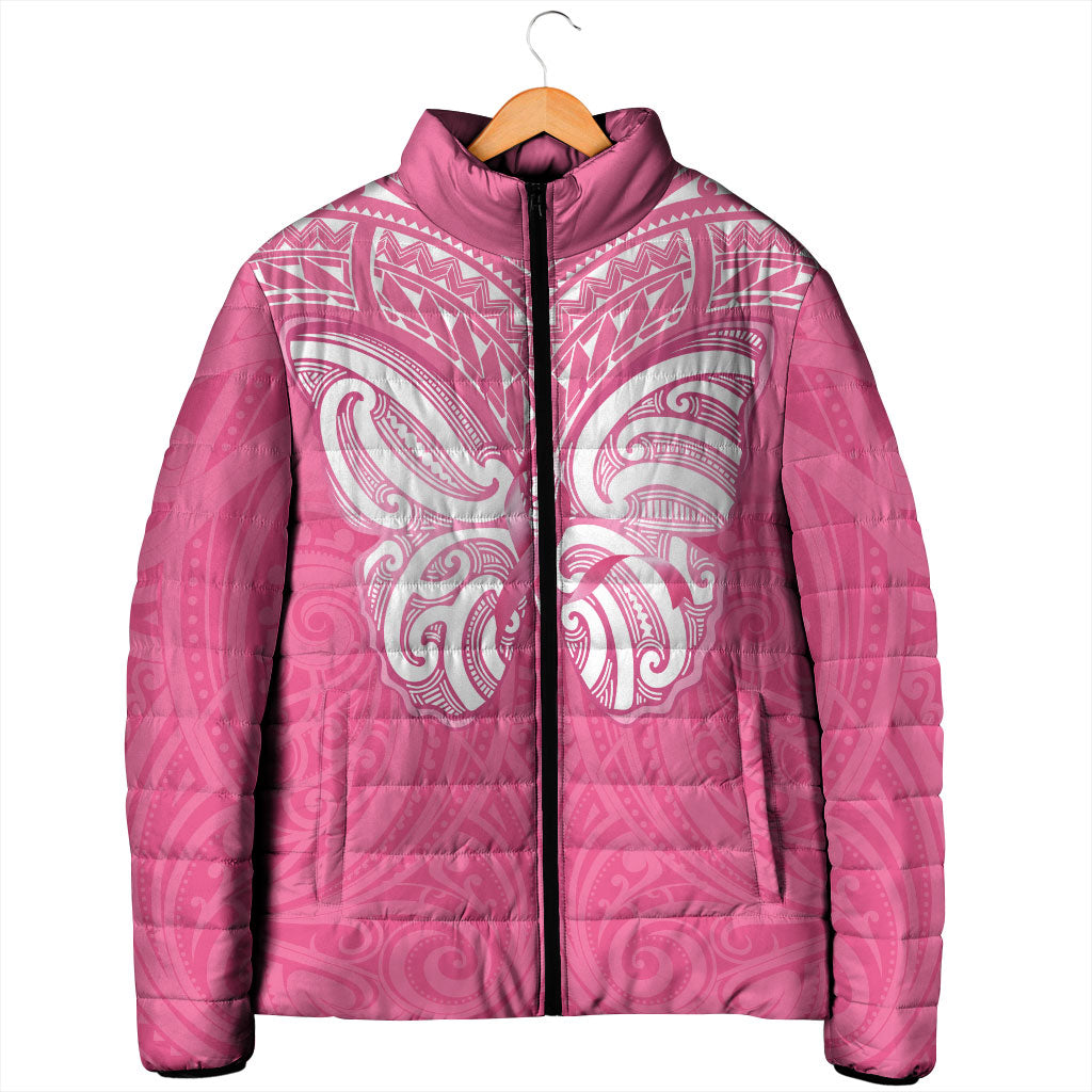 New Zealand Breast Cancer Support Padded Jacket Maori Butterfly Pink Ribbon