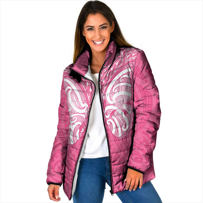 New Zealand Breast Cancer Support Padded Jacket Maori Butterfly Pink Ribbon