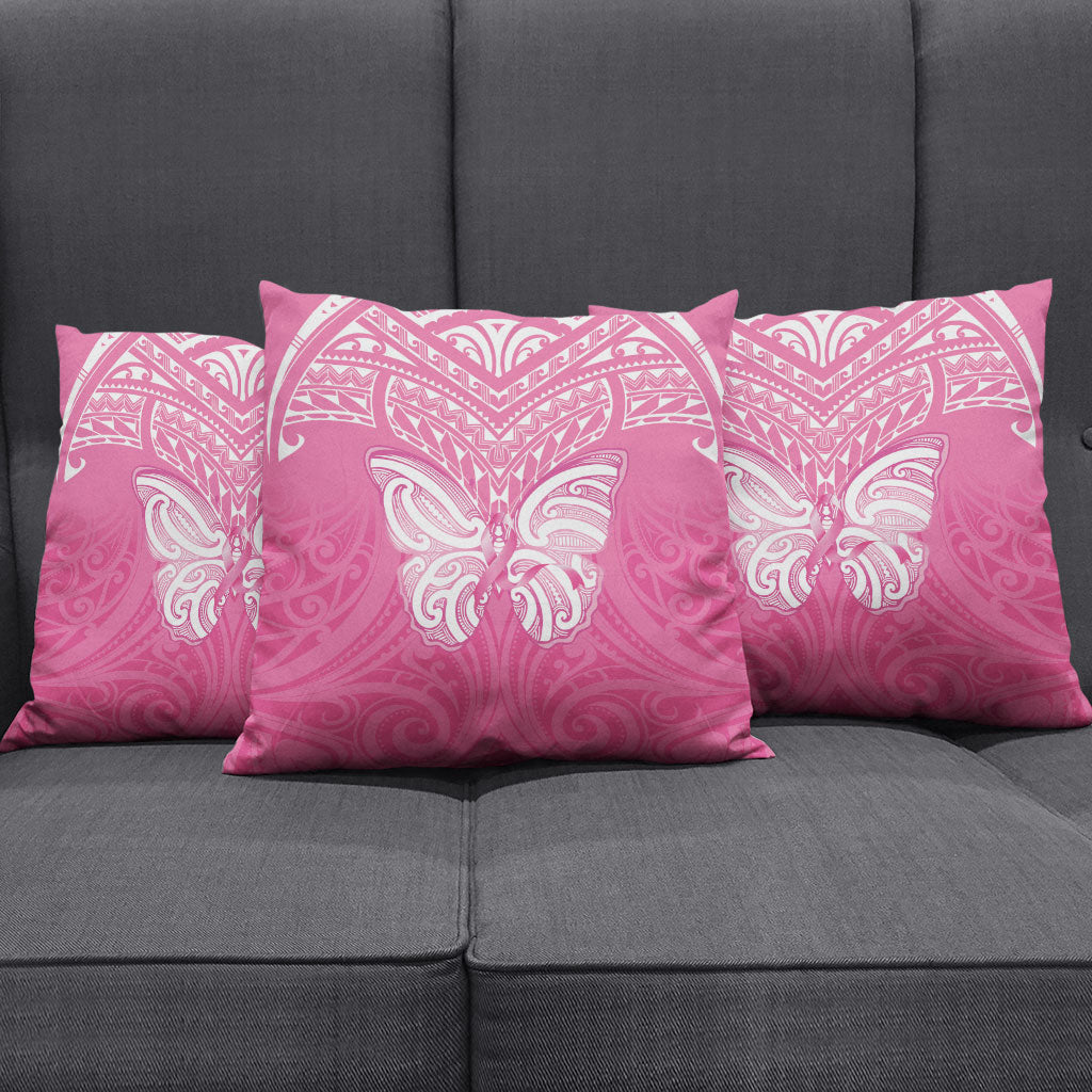 New Zealand Breast Cancer Support Pillow Cover Maori Butterfly Pink Ribbon