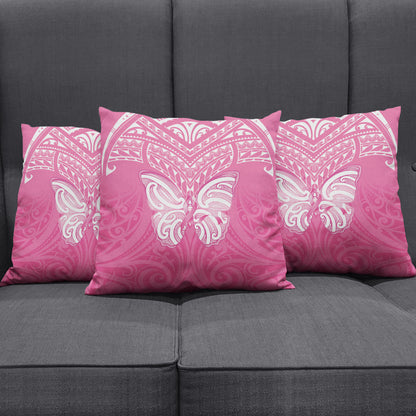 New Zealand Breast Cancer Support Pillow Cover Maori Butterfly Pink Ribbon