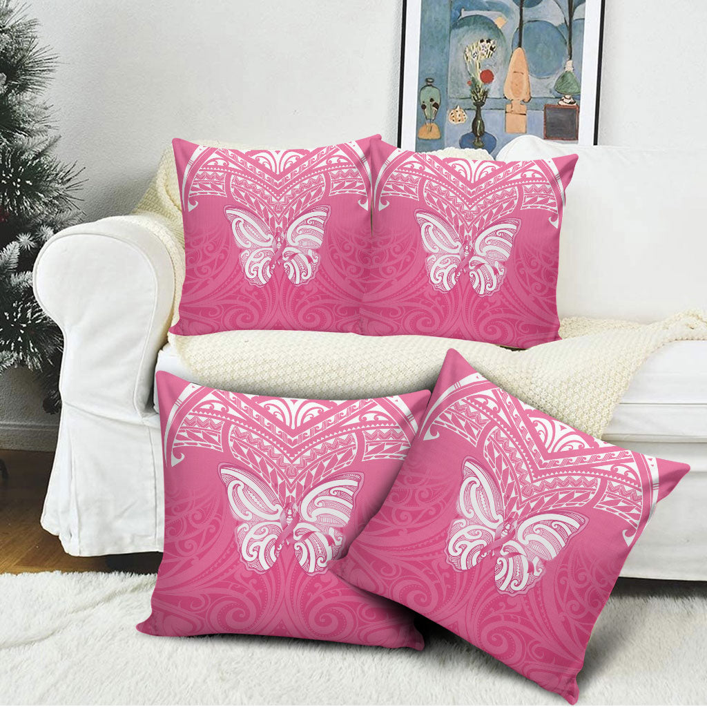 New Zealand Breast Cancer Support Pillow Cover Maori Butterfly Pink Ribbon