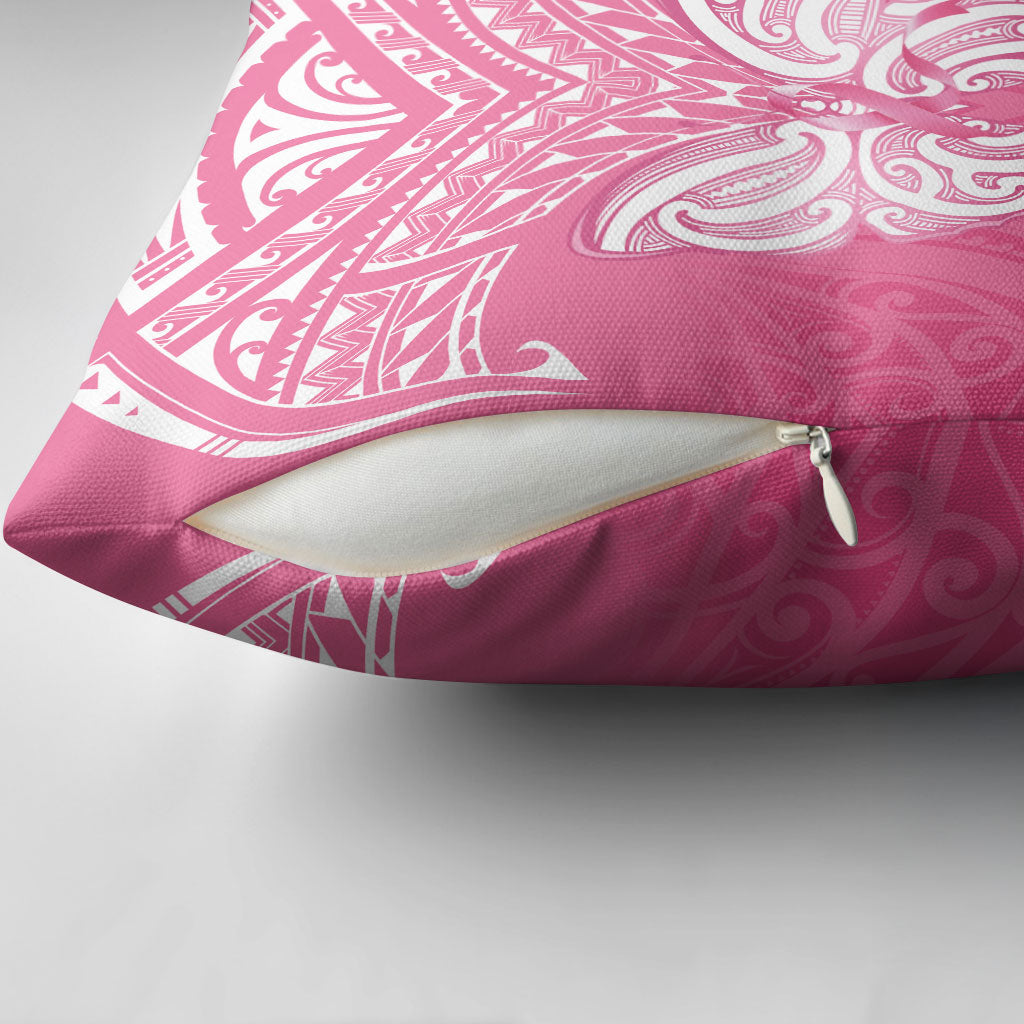 New Zealand Breast Cancer Support Pillow Cover Maori Butterfly Pink Ribbon