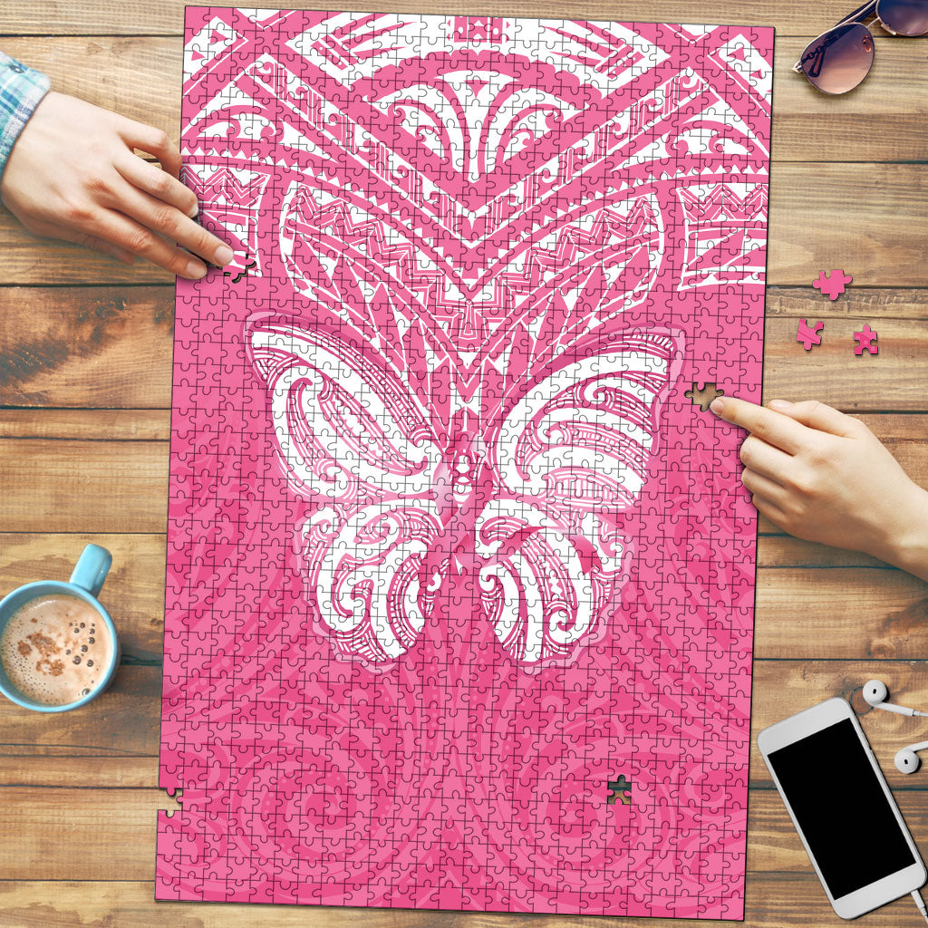 New Zealand Breast Cancer Support Puzzle Maori Butterfly Pink Ribbon