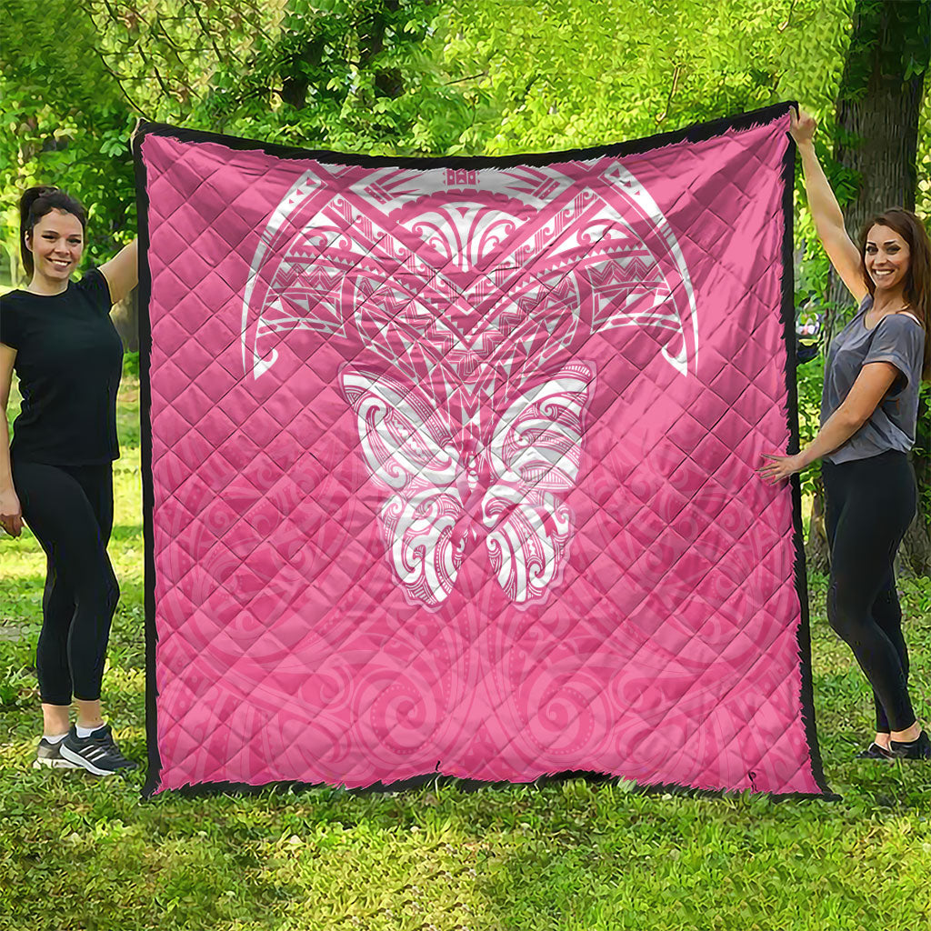 New Zealand Breast Cancer Support Quilt Maori Butterfly Pink Ribbon