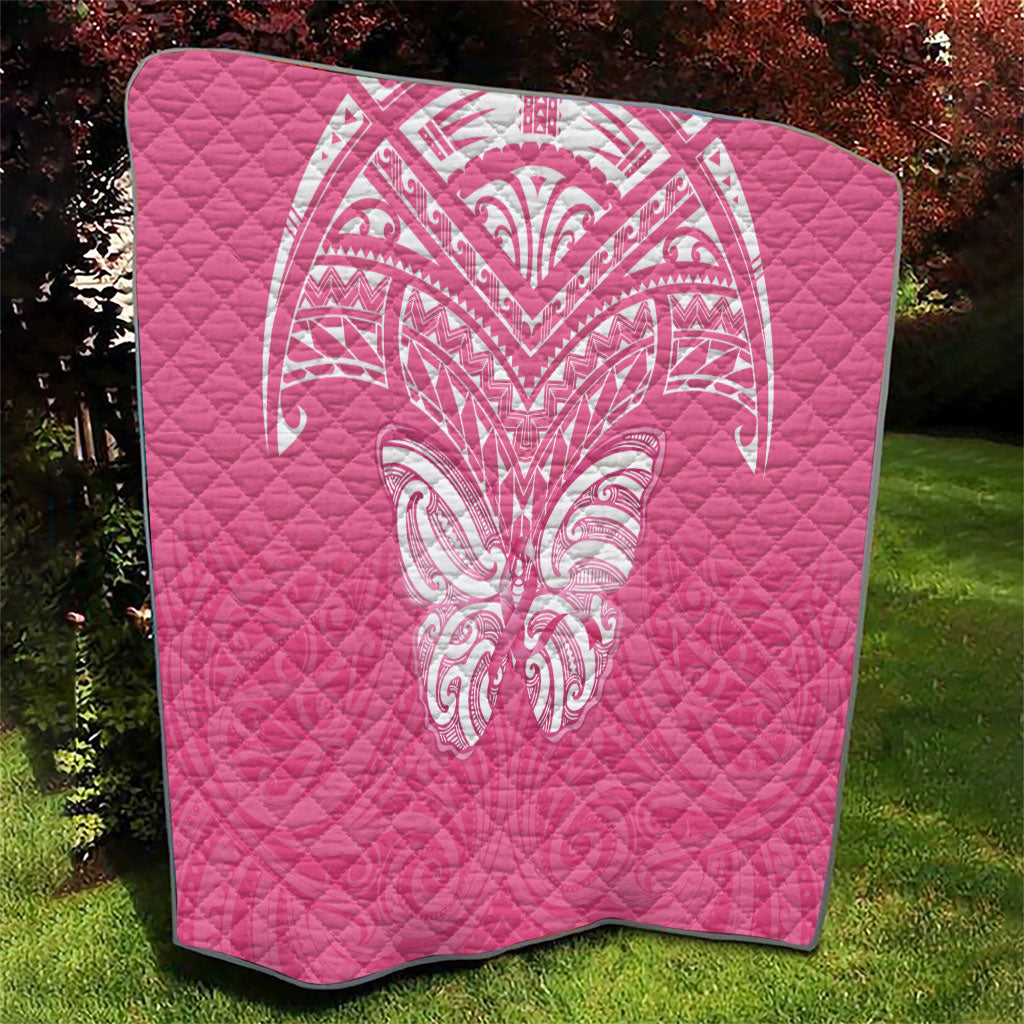 New Zealand Breast Cancer Support Quilt Maori Butterfly Pink Ribbon