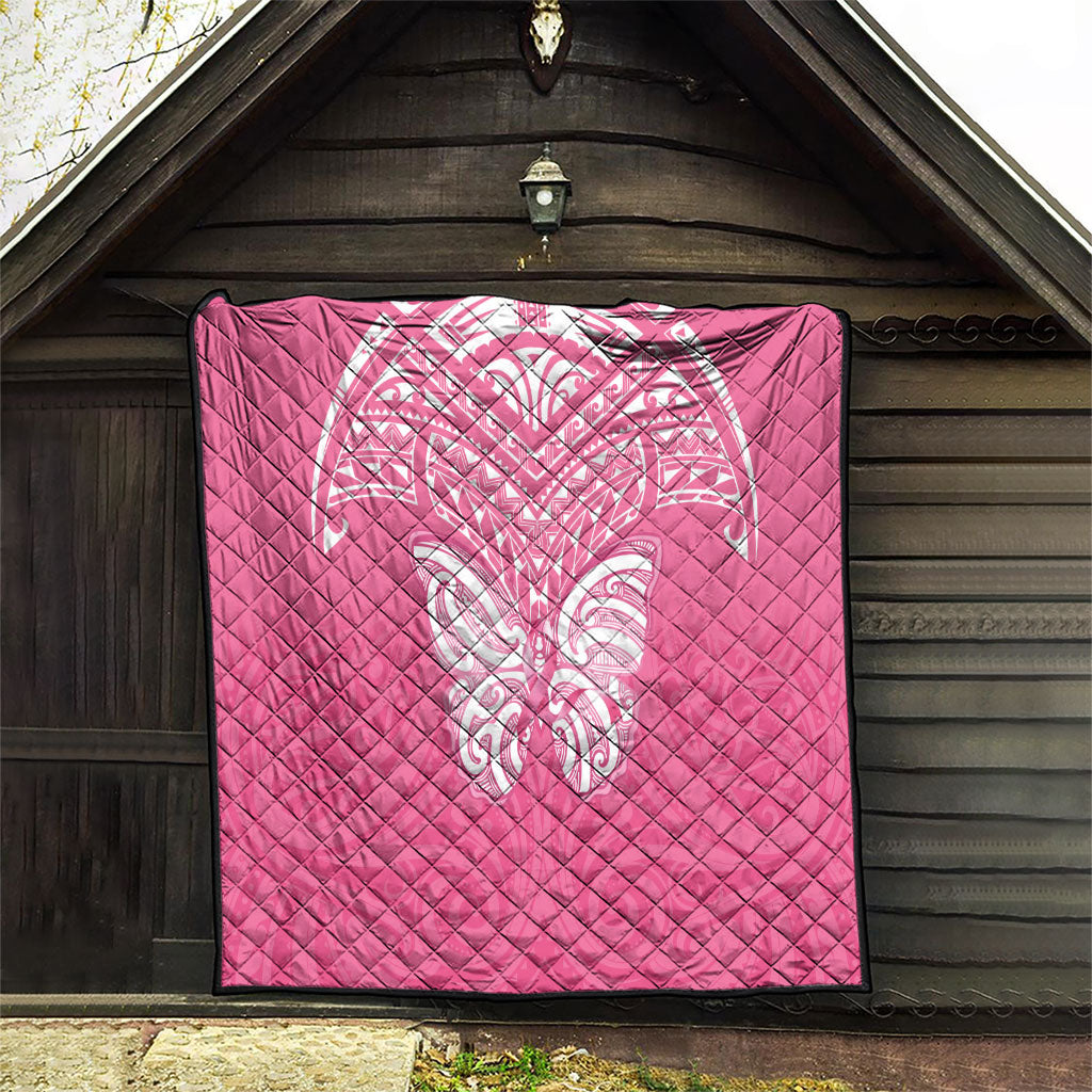 New Zealand Breast Cancer Support Quilt Maori Butterfly Pink Ribbon