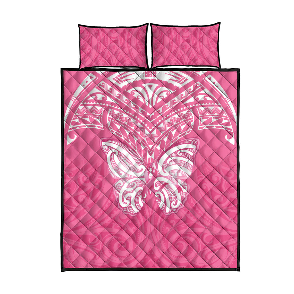 New Zealand Breast Cancer Support Quilt Bed Set Maori Butterfly Pink Ribbon