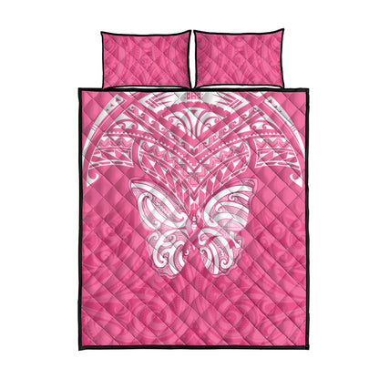 New Zealand Breast Cancer Support Quilt Bed Set Maori Butterfly Pink Ribbon