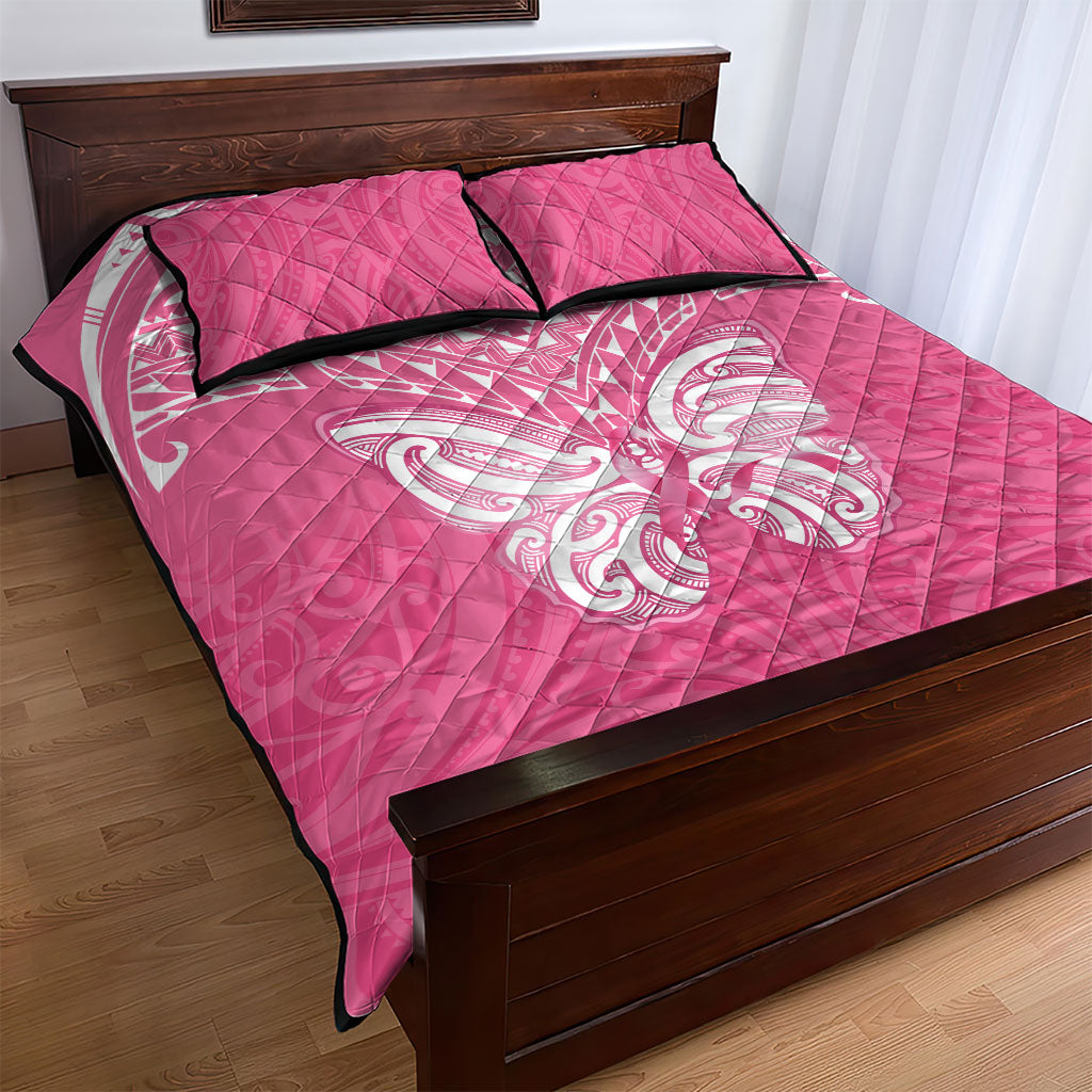 New Zealand Breast Cancer Support Quilt Bed Set Maori Butterfly Pink Ribbon