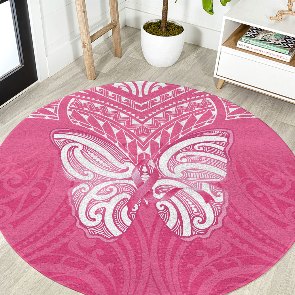 New Zealand Breast Cancer Support Round Carpet Maori Butterfly Pink Ribbon