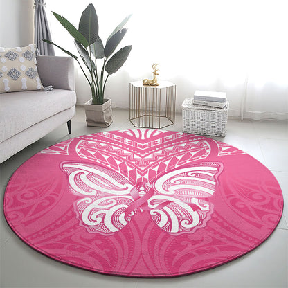 New Zealand Breast Cancer Support Round Carpet Maori Butterfly Pink Ribbon