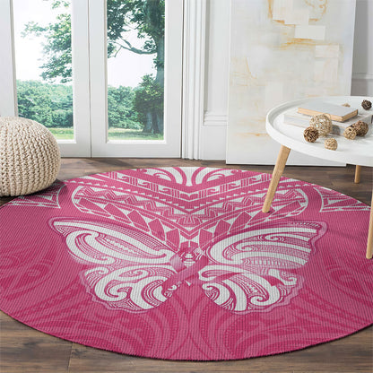 New Zealand Breast Cancer Support Round Carpet Maori Butterfly Pink Ribbon