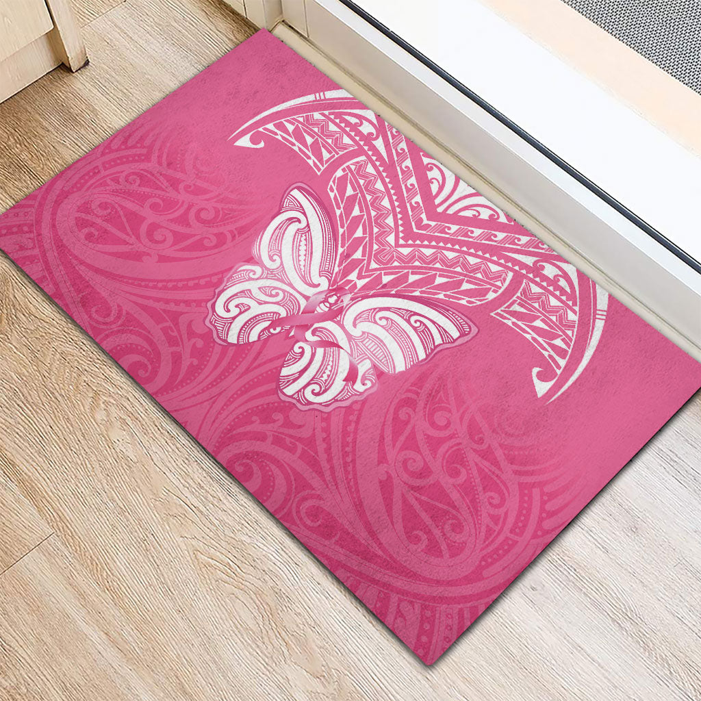 New Zealand Breast Cancer Support Rubber Doormat Maori Butterfly Pink Ribbon
