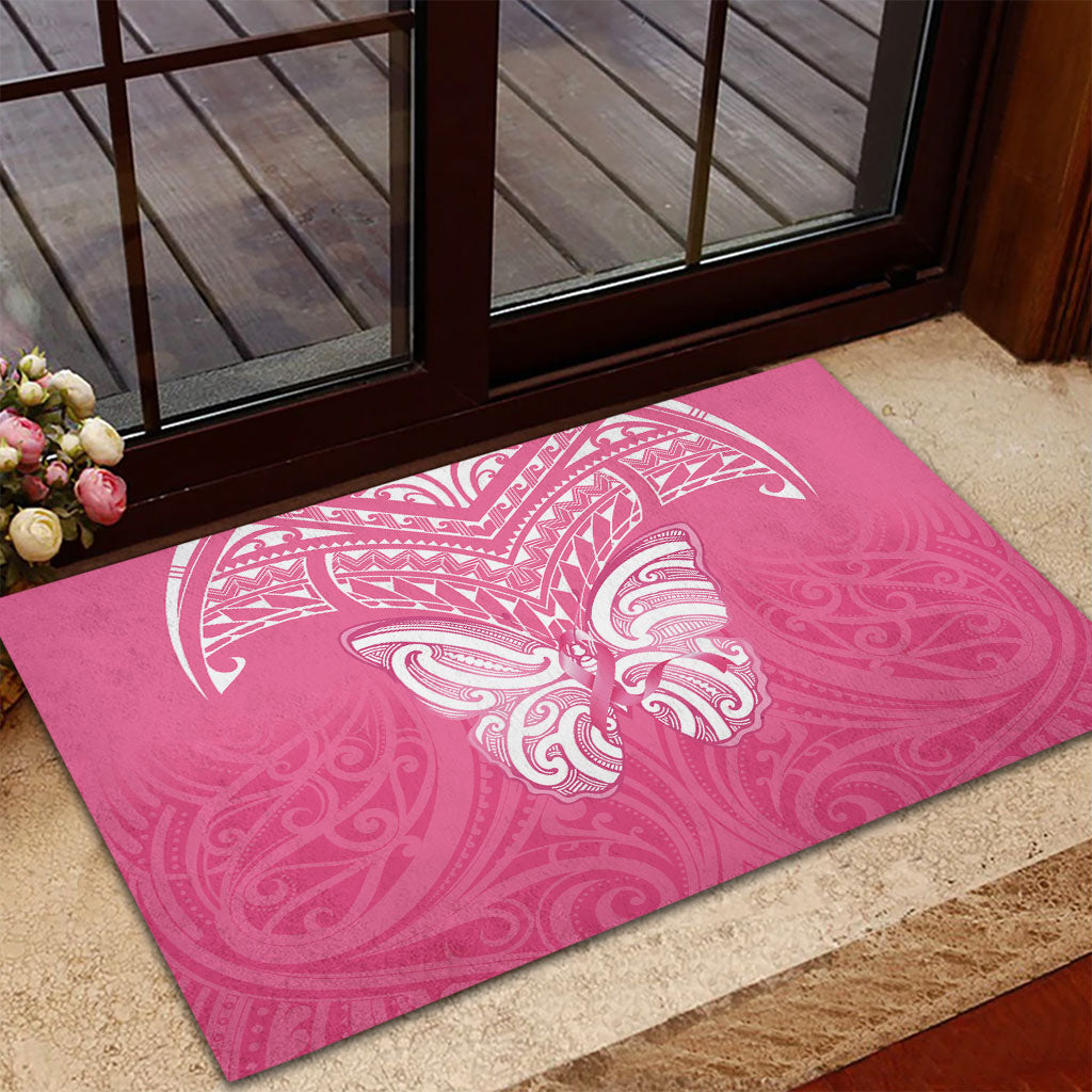 New Zealand Breast Cancer Support Rubber Doormat Maori Butterfly Pink Ribbon