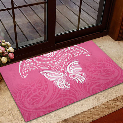 New Zealand Breast Cancer Support Rubber Doormat Maori Butterfly Pink Ribbon