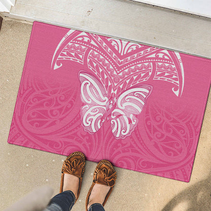 New Zealand Breast Cancer Support Rubber Doormat Maori Butterfly Pink Ribbon