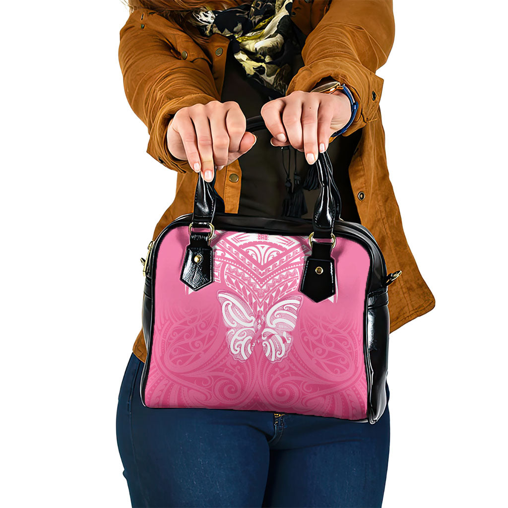 New Zealand Breast Cancer Support Shoulder Handbag Maori Butterfly Pink Ribbon
