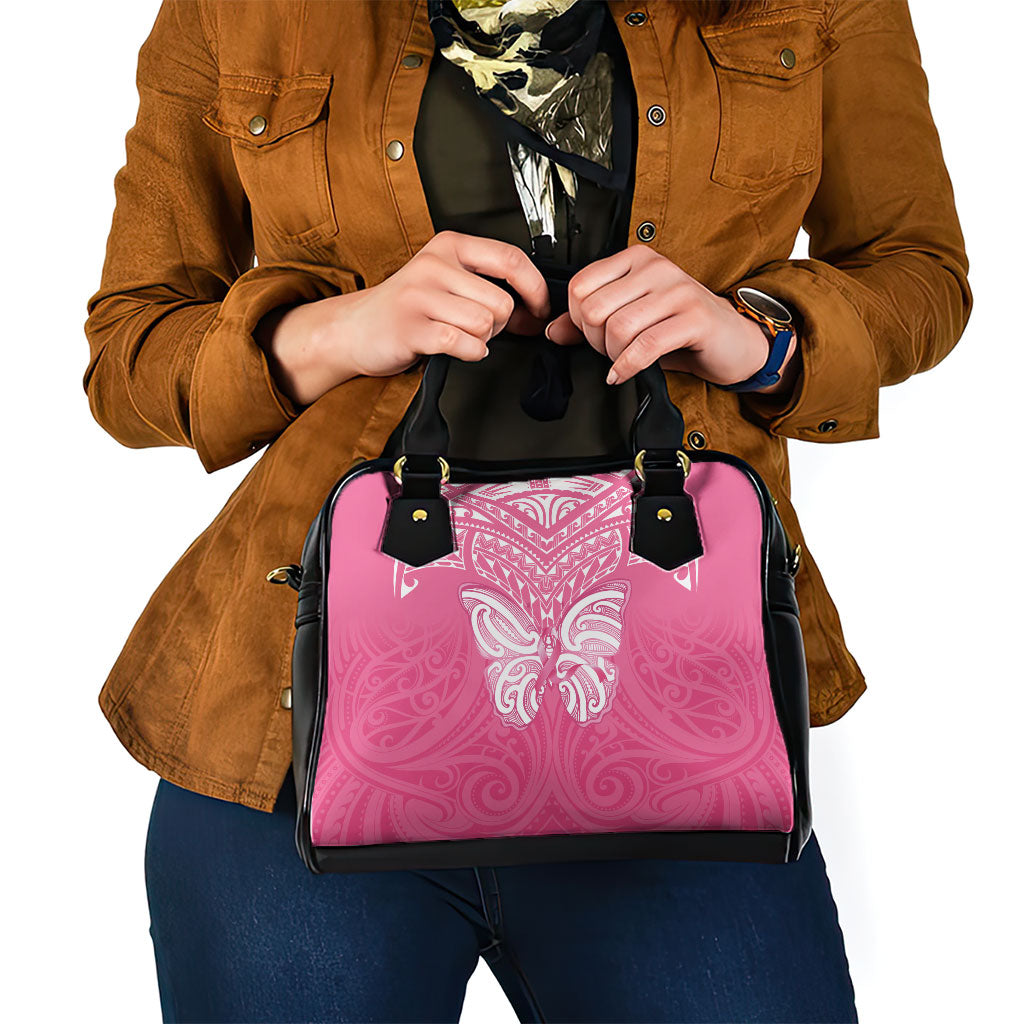 New Zealand Breast Cancer Support Shoulder Handbag Maori Butterfly Pink Ribbon