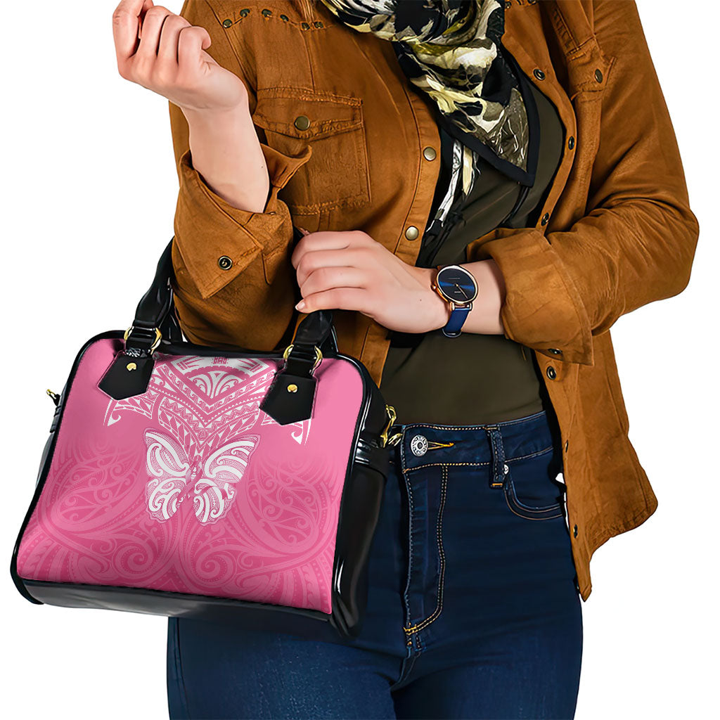 New Zealand Breast Cancer Support Shoulder Handbag Maori Butterfly Pink Ribbon