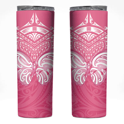 New Zealand Breast Cancer Support Skinny Tumbler Maori Butterfly Pink Ribbon