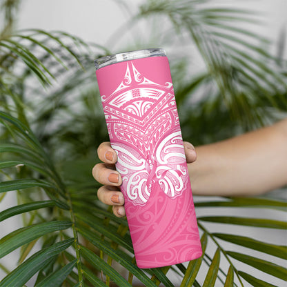 New Zealand Breast Cancer Support Skinny Tumbler Maori Butterfly Pink Ribbon