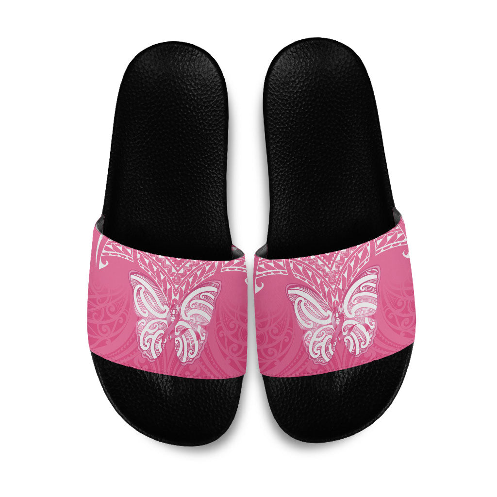 New Zealand Breast Cancer Support Slide Sandals Maori Butterfly Pink Ribbon