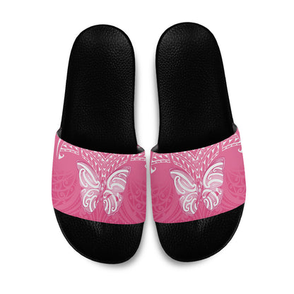 New Zealand Breast Cancer Support Slide Sandals Maori Butterfly Pink Ribbon