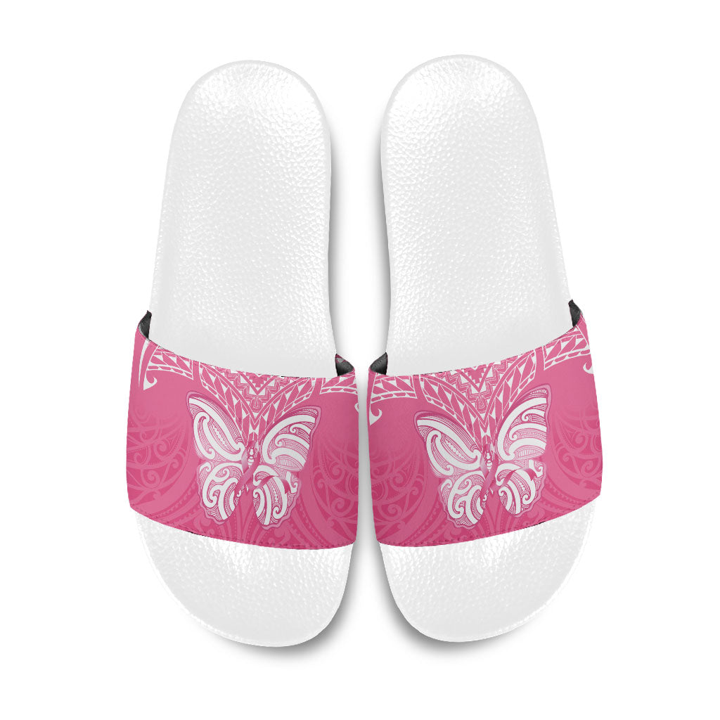 New Zealand Breast Cancer Support Slide Sandals Maori Butterfly Pink Ribbon