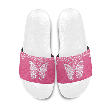New Zealand Breast Cancer Support Slide Sandals Maori Butterfly Pink Ribbon