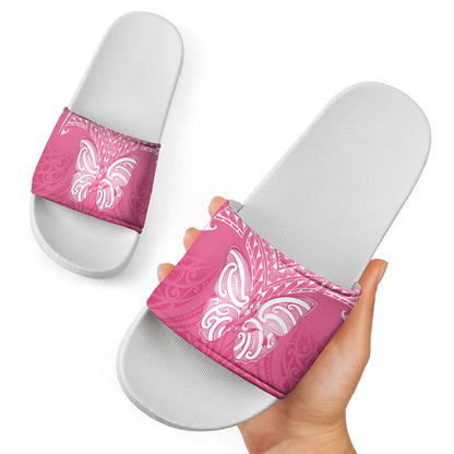New Zealand Breast Cancer Support Slide Sandals Maori Butterfly Pink Ribbon