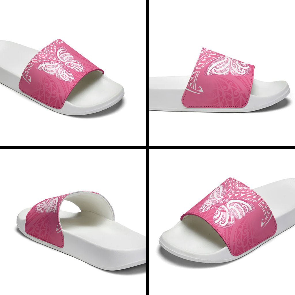 New Zealand Breast Cancer Support Slide Sandals Maori Butterfly Pink Ribbon