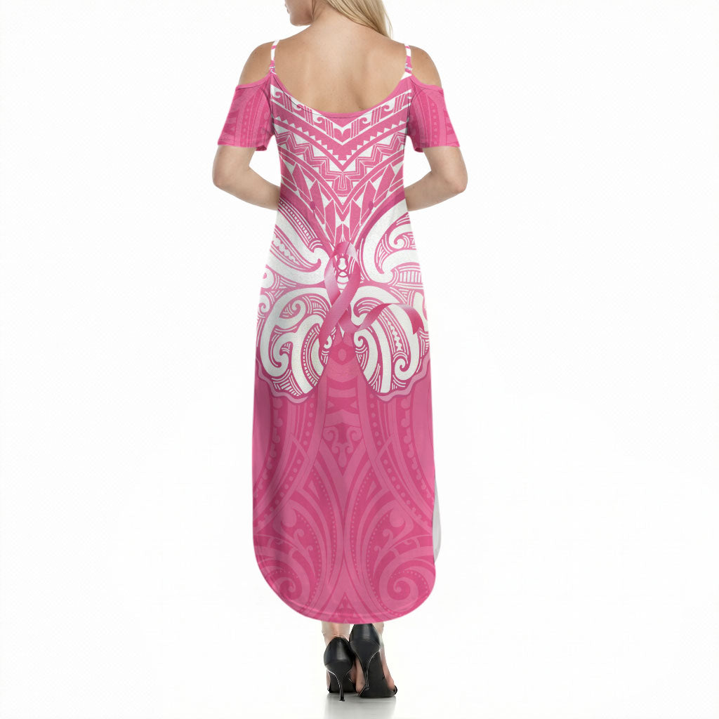 New Zealand Breast Cancer Support Summer Maxi Dress Maori Butterfly Pink Ribbon