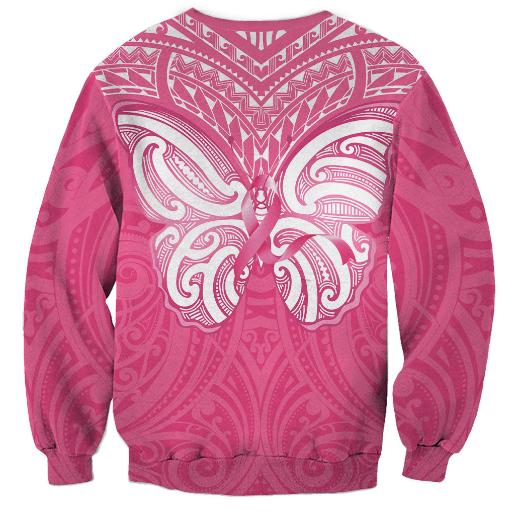 New Zealand Breast Cancer Support Sweatshirt Maori Butterfly Pink Ribbon