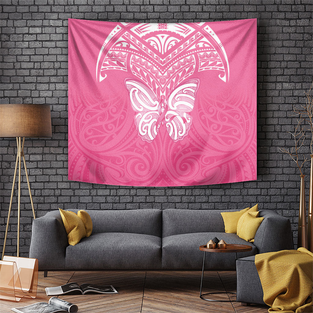 New Zealand Breast Cancer Support Tapestry Maori Butterfly Pink Ribbon