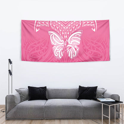 New Zealand Breast Cancer Support Tapestry Maori Butterfly Pink Ribbon