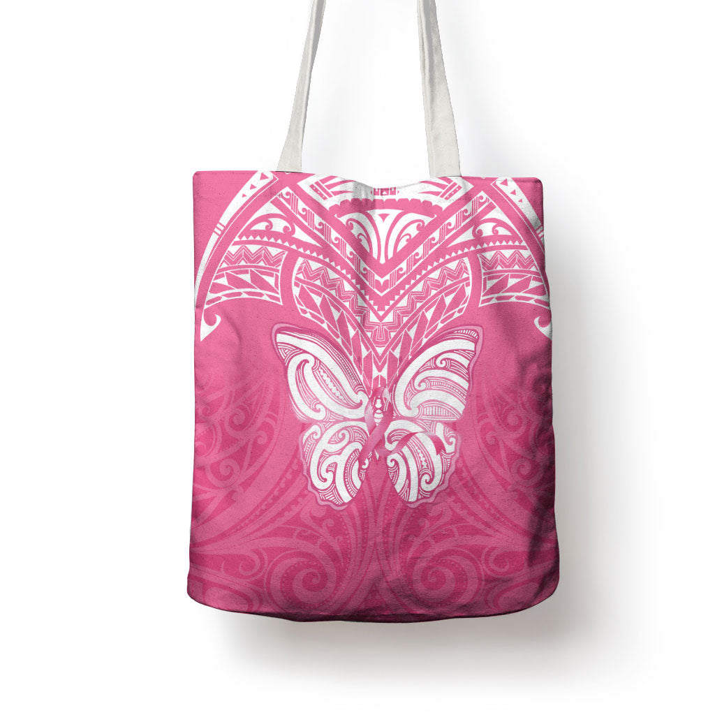 New Zealand Breast Cancer Support Tote Bag Maori Butterfly Pink Ribbon